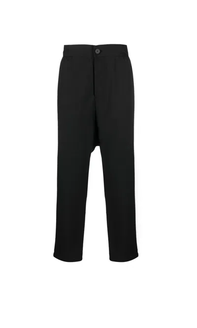 Tessitura Men's Black Low Linen Trousers