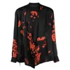 Tessitura Men's Black / Red Silk Printed Kimono Shirt In Multi