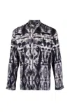 Tessitura Men's Black / White Dark Printed Mandarin Collar Shirt In Multi