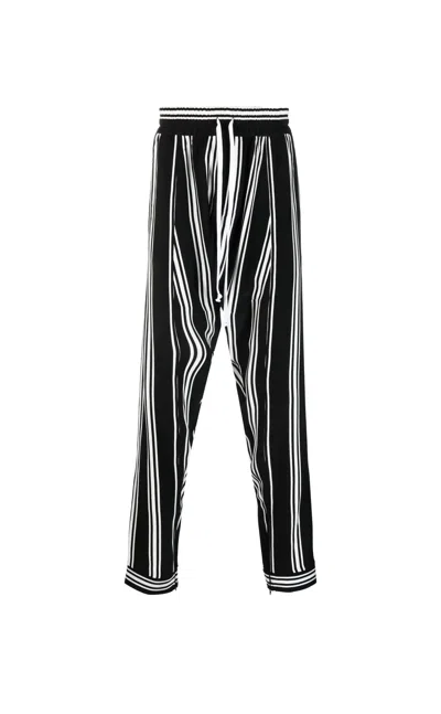 Tessitura Men's Black / White Low Stripes Trousers In Multi