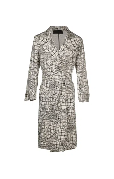 Tessitura Men's Black / White Monochrome Overcoat In Multi