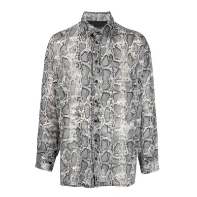 Tessitura Men's Black / White Monochrome Snake Print Shirt In Multi