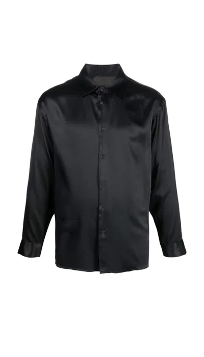 Tessitura Men's Black / White Silk Masks Shirt In Multi