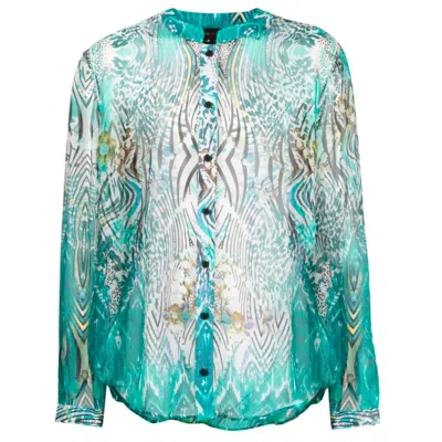 Tessitura Men's Green / Black Green Silk Chiffon Shirt In Multi