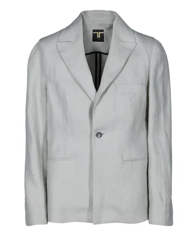 Tessitura Men's Grey Linen Blazer In Gray