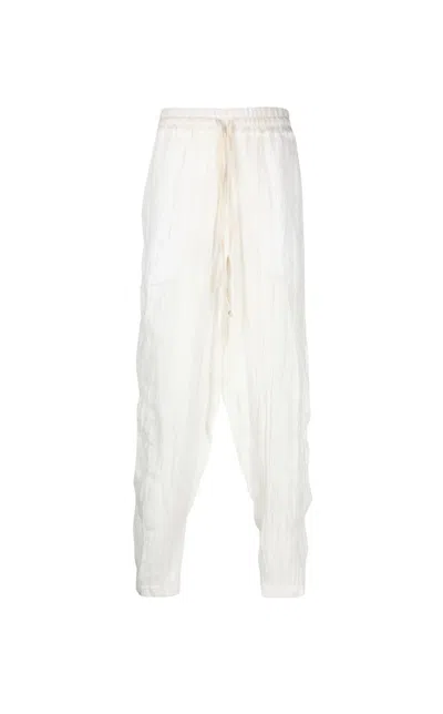 Tessitura Men's White Wrinkled Trousers