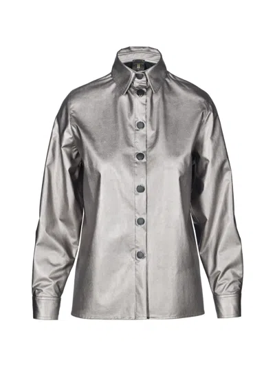 Tessitura Metallic-effect Button-up Shirt In Gray