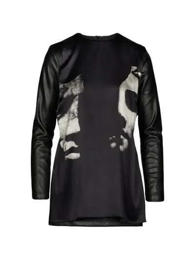 Tessitura Mono Graphic-print Panelled Mini Dress In Black