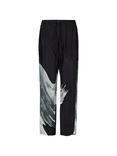 Tessitura Monochrome-print Straight Trousers In Black