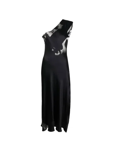 Tessitura One-shoulder Midi Dress In Black