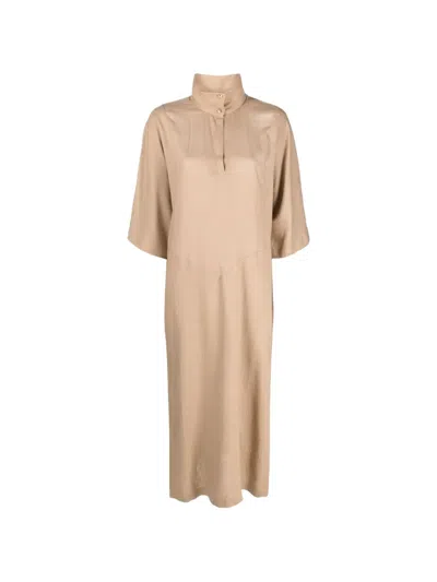 Tessitura Oversized Midi Dress In Neutral
