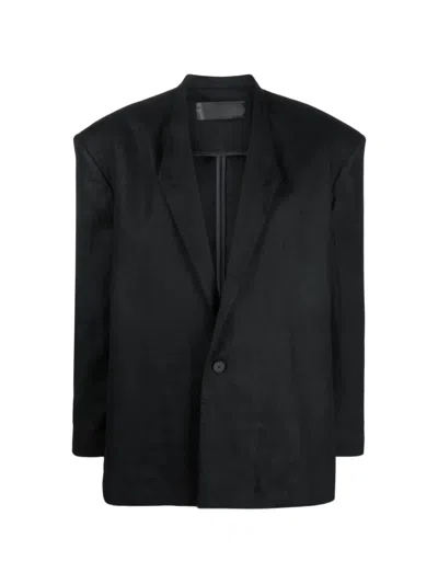 Tessitura Oversized Structured-shoulder Blazer In Black