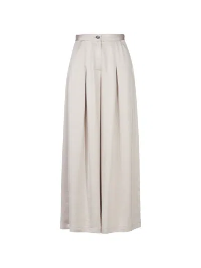 Tessitura Pleat-detail Flared Trousers In Gray