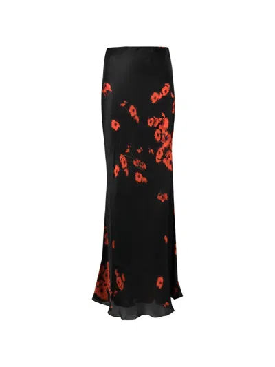 Tessitura Poppies Dune Silk Midi Skirt Ensemble (set Of Two) In Black