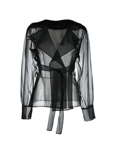 Tessitura Sheer Silk Organza Blouse In Black