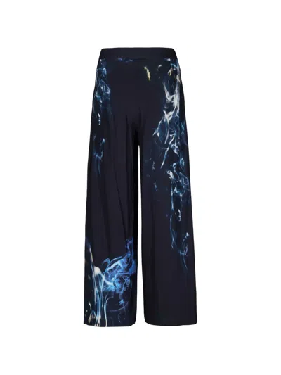 Tessitura Smoke Abstract-print Palazzo Pants In Blue
