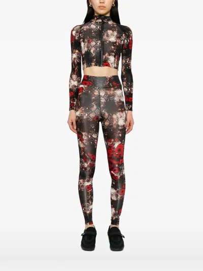Tessitura Snake Poppies Crop Top In Black