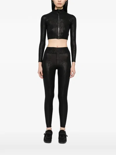 Tessitura Snakeskin-effect Cropped Performance Track Jacket In Black