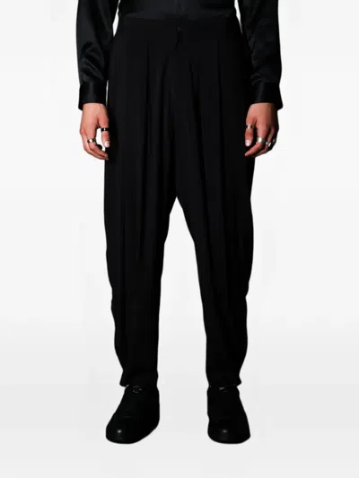 Tessitura Special Taper Drop-crotch Trousers In Black