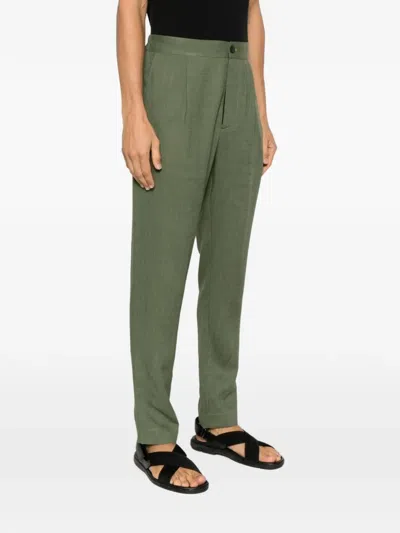 Tessitura Tapered-fit Linen-blend Trousers In Green