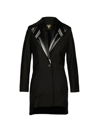 Tessitura The Column Silk-lapel Blazer In Black