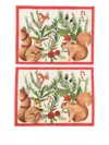 Tessitura Toscana Telerie Nutnook Squirrel Print Border Placemat (pack Of Two) In Multi