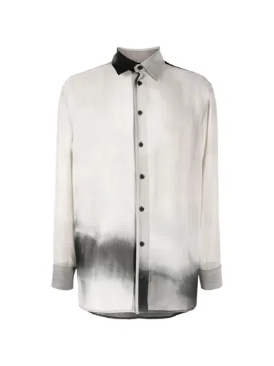 Tessitura Waves Faded-print Shirt In White