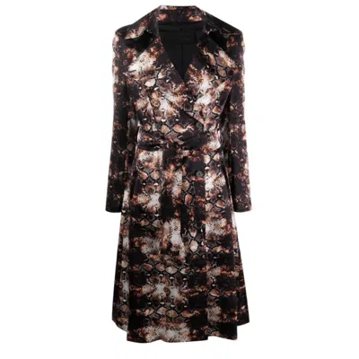 Tessitura Women's Black / Brown Snake Print Silk Trench Coat In Multi