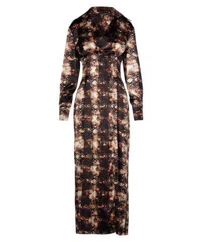 Tessitura Women's Black / Brown The Brown Dress In Multi