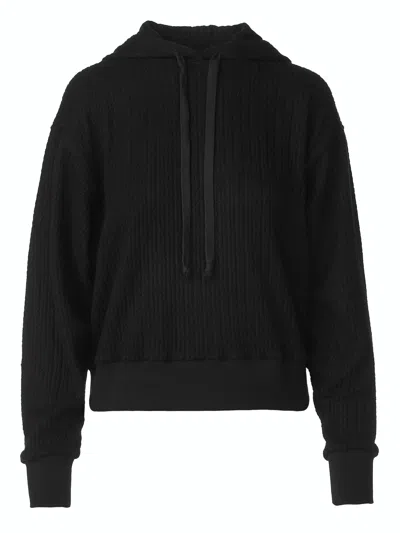 Tessitura Women's Black Knitted Casual Hoodie