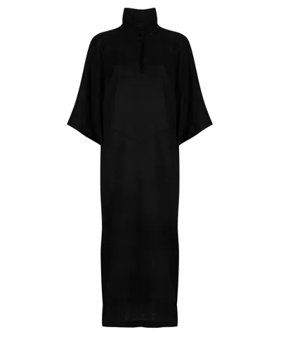 Tessitura Women's Black Long Linen Dress