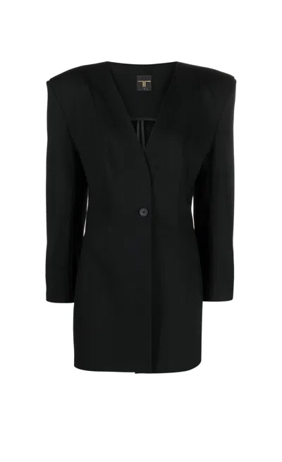 Tessitura Women's Black Oversized Blazer