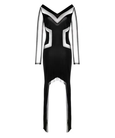 Tessitura Women's Black Panels Long Dress