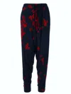 Tessitura Women's Black / Red Poppies Folds Trousers In Multi