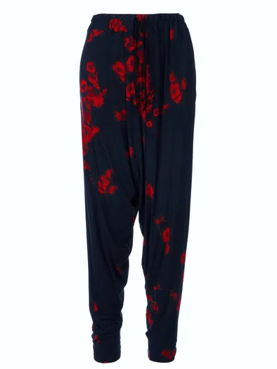 Tessitura Women's Black / Red Poppies Folds Trousers In Multi