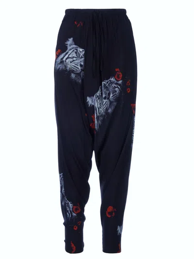Tessitura Women's Black / Red Tiger Folds Trousers