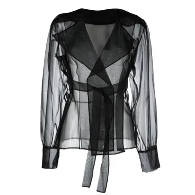 Tessitura Women's Black Silk Organza Shirt