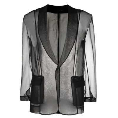 Tessitura Women's Black Silk Organza Unisex Blazer