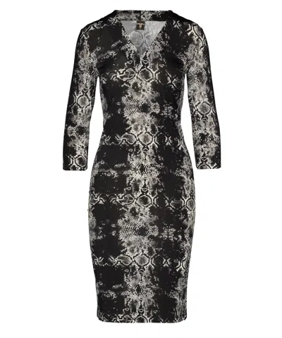 Tessitura Women's Black / White / Grey Snake Bw Dress In Multi