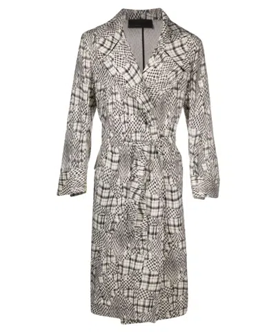 Tessitura Women's Black / White Monochrome Overcoat W In Multi