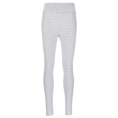 Tessitura Women's Black / White Patterned Sport Leggings White In Multi