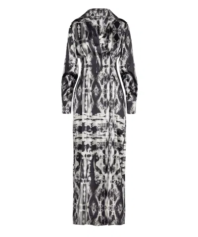 Tessitura Women's Black / White The Faces Dress In Multi