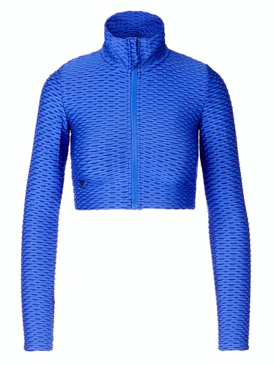 Tessitura Women's Blue / Black Patterned Sport Top Royal Blue