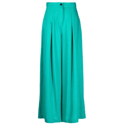Tessitura Women's Blue / Green Wide Trousers Green In Multi