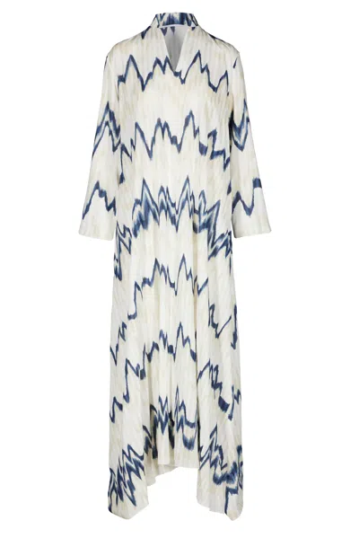 Tessitura Women's Blue / White Patterned Dune Dress