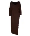 Tessitura Women's Brown Draping Dress In Brown