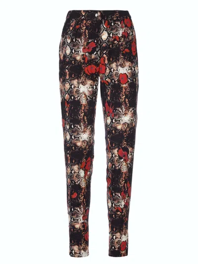 Tessitura Women's Brown / Red Poppies Brown Trousers In Multi
