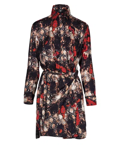 Tessitura Women's Brown / Red Side Shirt Poppies In Multi