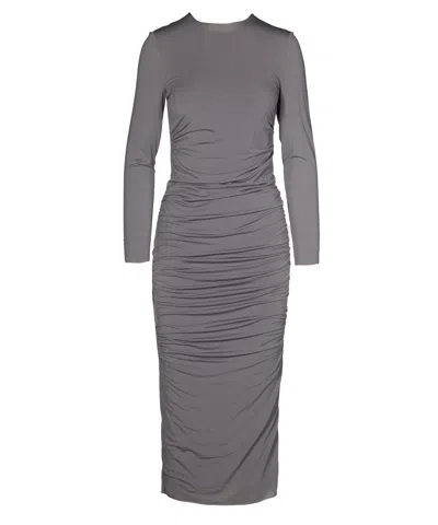 Tessitura Women's Dark Grey Wrinkled Dress In Gray