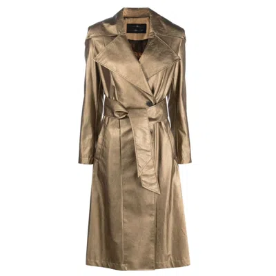 Tessitura Women's Gold / Black / Brown Gold Vegan Leather Trench Coat In Multi